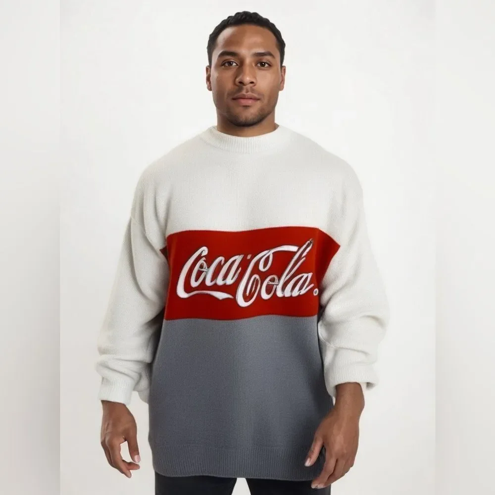 Vintage 1986 Coca Cola Color Block Men's Sweater -- L‎